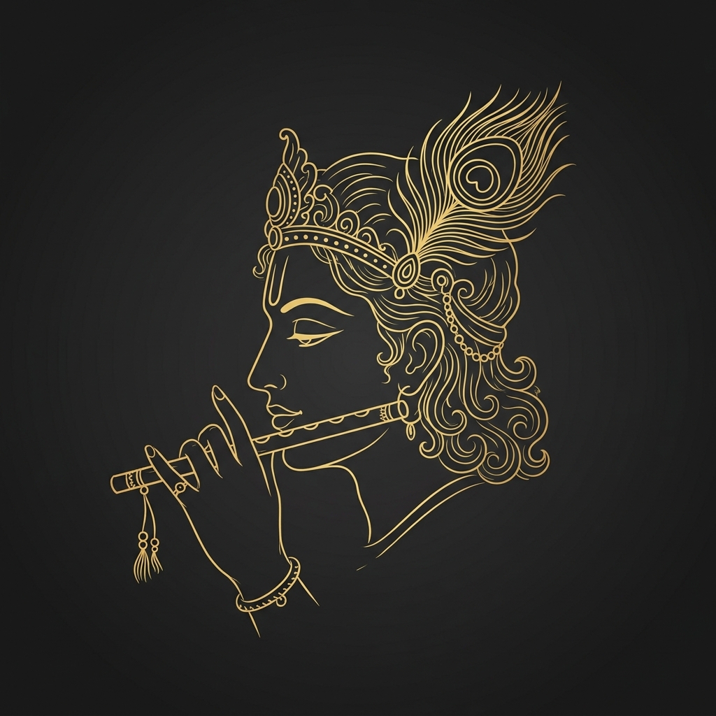 Murli Flute Lord Krishna Sketch